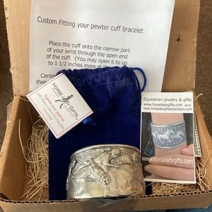 Pewter Cuff bracelet - Derby Day Race horses